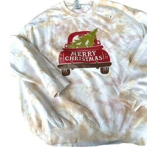 Size large hand dyed Gildan Christmas sweatshirt. One of a kind.red‎ truck . New